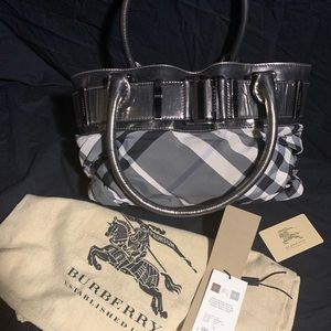 Burberry black,grey, white with metallic handbag